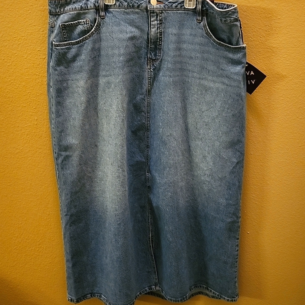 AVA & VIV Denim skirt A-line Med clean blue - Picture 2 of 7